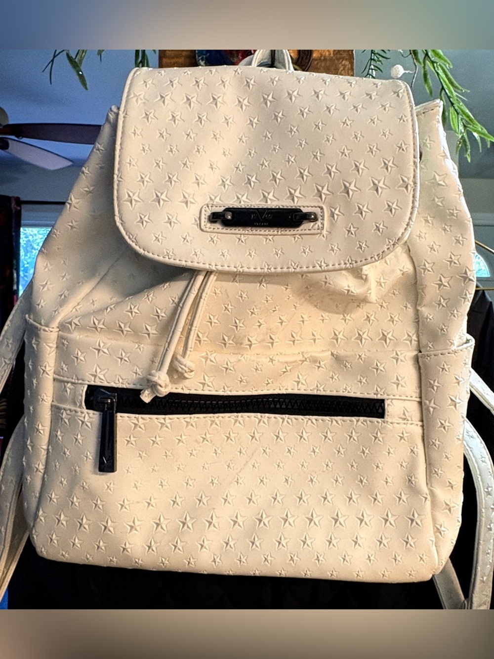 Star-Embossed Cream /White Versace Backpack Bag